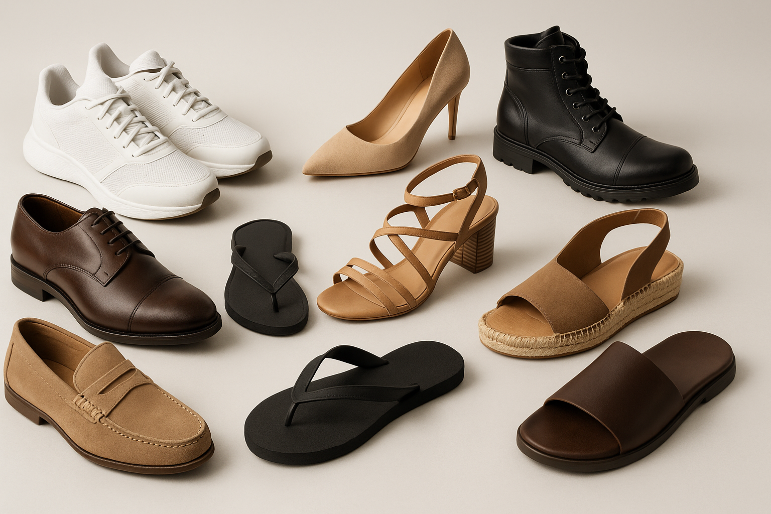 best of footwear image. show different types of shoes and sandals  